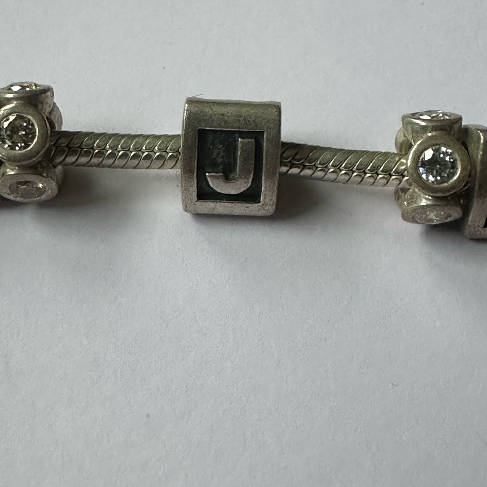 Pandora authentic vintage letter J for classic bracelet